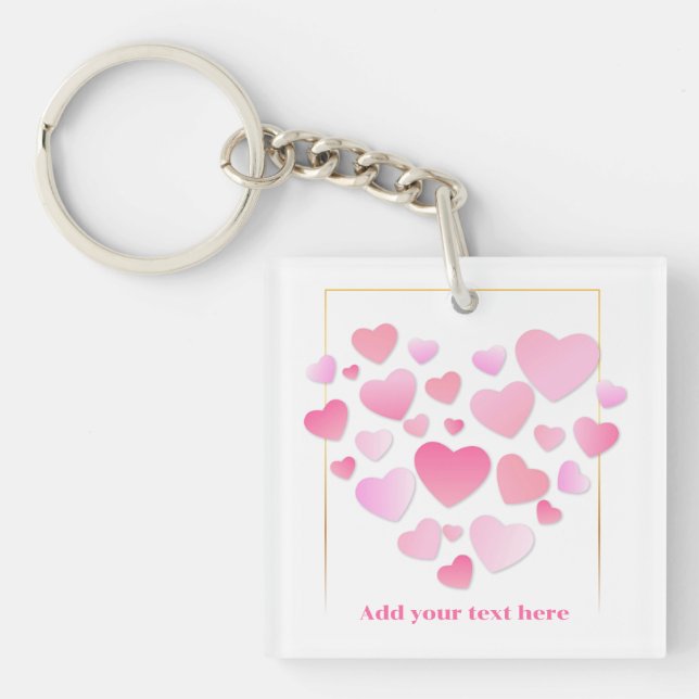 Porte-clefs Style Mignon Cœurs Roses Saint-Valentin Romantique (Devant)