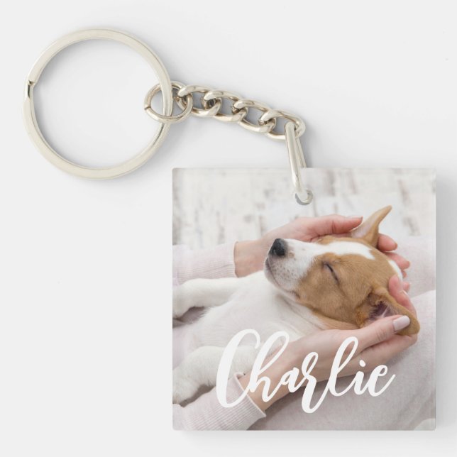 Porte-clefs Style Simple moderne Chien Nom 2 Photo (Devant)
