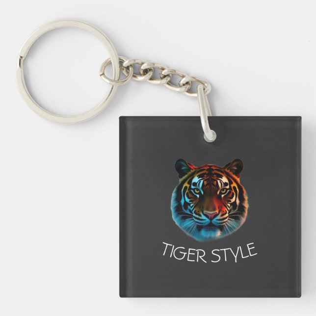 Porte-clefs Style Tigre – Graphisme Énergie Sauvage (Devant)