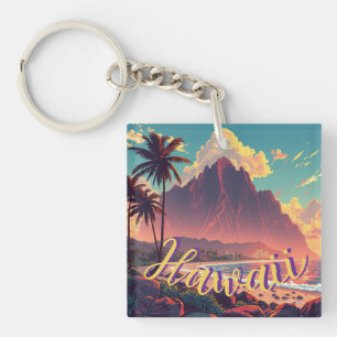 Porte-clefs Style vintage Hawaiian Travel Honolulu Mid-Pacific