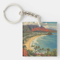Style vintage Hawaiian Travel Honolulu Mid-Pacific