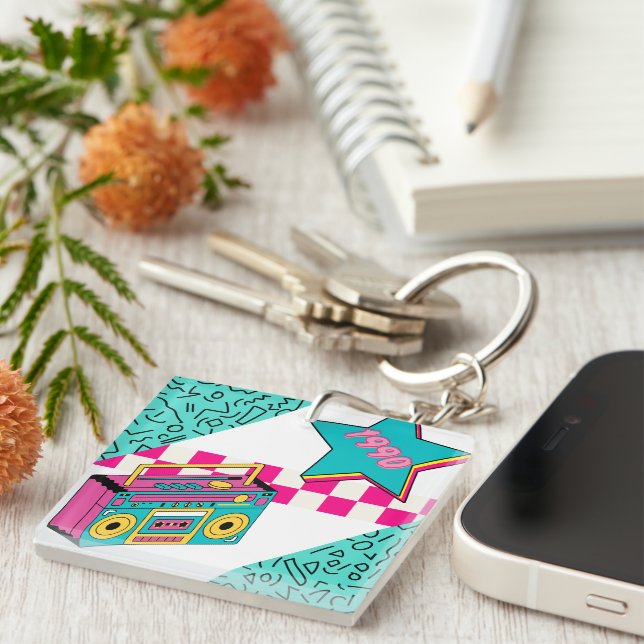 Porte-clefs Style vintage Stéréo 1990 (Devant Droit)
