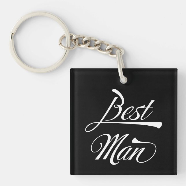 Porte-clefs Stylisme noir typographie Best Man Groomsmen (Devant)