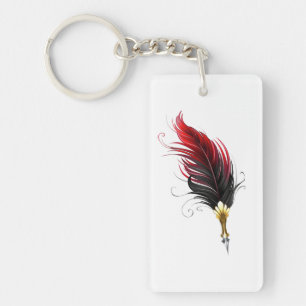 Porte-clefs Stylo rouge en plumes avec nib or