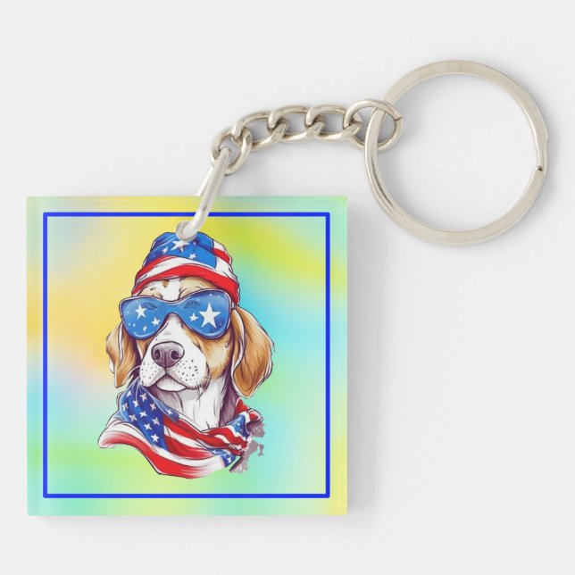 Porte-clefs Sublimation de chien du 4 juillet-66361 (Dos)