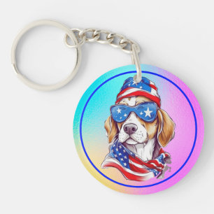 Porte-clefs Sublimation de chien du 4 juillet-66361