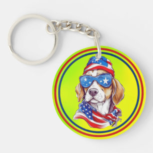 Porte-clefs Sublimation de chien du 4 juillet-66361