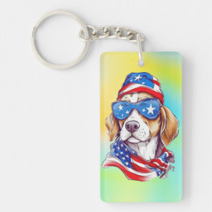 Porte-clefs Sublimation de chien du 4 juillet-66361