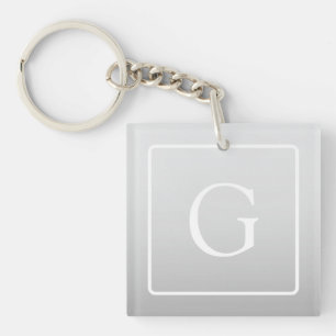 Porte-clefs Subtil Gray Gradient Nom de famille Monogramme