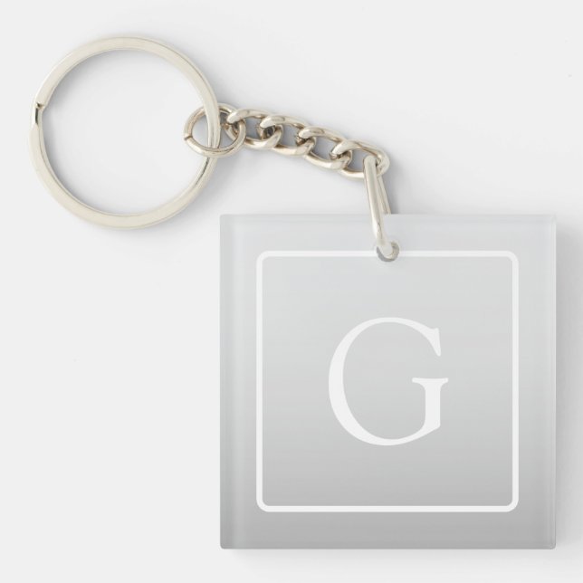 Porte-clefs Subtil Gray Gradient Nom de famille Monogramme (Devant)