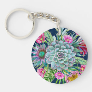 Porte-clefs Succulents Echeveria Cactus Fleurs