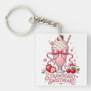 Porte-clefs Sucette de Fraise Rose Mignonne Dessert Sucré