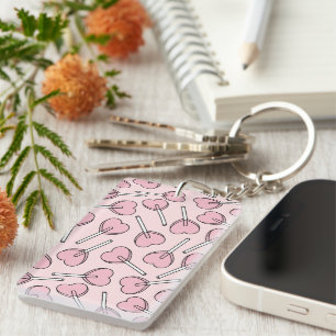 Porte-clefs Sucettes roses, sucettes en forme de cœur, motif d