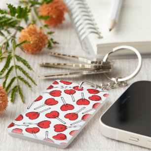 Porte-clefs Sucettes rouges, sucettes en forme de cœur, motif