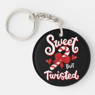 Porte-clefs Sucre de canne de Noël doux mais tordu amusant Noë