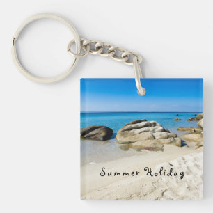 Porte-clefs Summer Holiday Belle photo de plage avec texte
