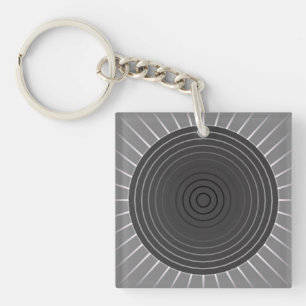 Porte-clefs Sunburst géométrique moderne - Hématite foncé gris