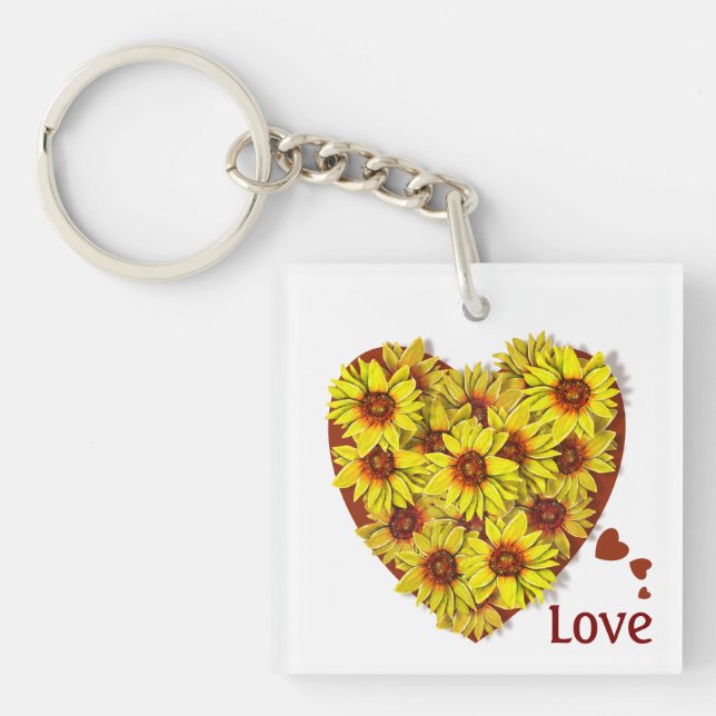 Porte-clefs Sunflower Heart Acrylic Keychain (Devant)