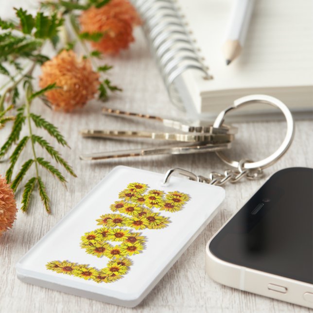 Porte-clefs Sunflower Love Acrylic Keychain (Devant droit)
