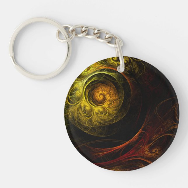 Porte-clefs Sunrise Floral Red Abstrait Art (Devant)