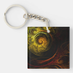 Porte-clefs Sunrise Floral Red Abstrait Art