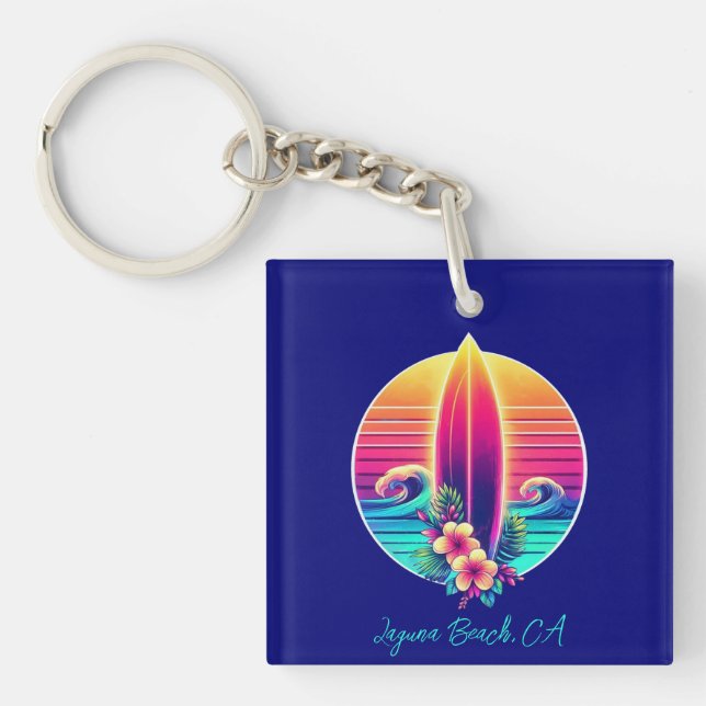 Porte-clefs Sunset Surfboard Paradise - (Devant)