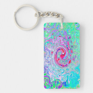 Porte-clefs Super Abstrait rose rétro et vert