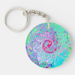 Porte-clefs Super Abstrait rose rétro et vert