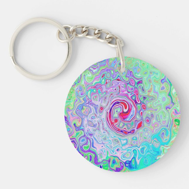 Porte-clefs Super Abstrait rose rétro et vert (Devant)