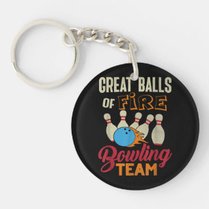 Porte-clefs Super Balls Fire Bowling Team Shirt Funny Vintage