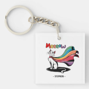 Porte-clefs Super Cat Meeeow - Rainbow Cape Pride Cat