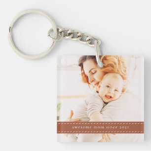 Porte-clefs Super Maman Depuis 20XX Moderne Simple Thread Phot
