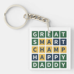 Porte-clefs SUPER PAPA CHAMPION HEUREUX Wordle Style Papa