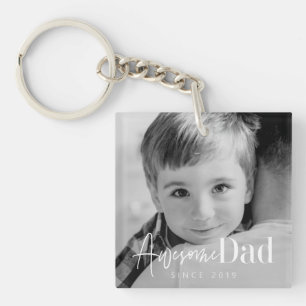 Porte-clefs Super papa depuis 20XX Moderne Simple Élégant Phot