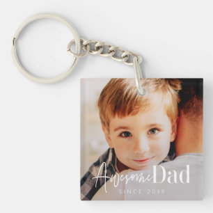 Porte-clefs Super papa depuis 20XX Moderne Simple Élégant Phot