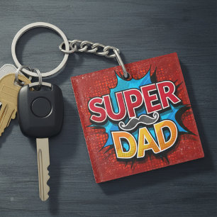 Porte-clefs Super Papa Mustache Grunge moderne
