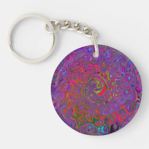 Porte-clefs Super psychédélique Magenta Retro Liquide Swirl