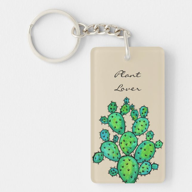 Porte-clefs Superbe aquarelle prickly Cactus (Devant)