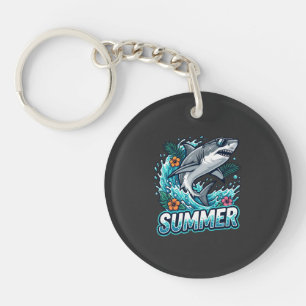 Porte-clefs Superbe Grand Requin Blanc Sautant - animal d'été 