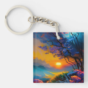 Porte-clefs Superbe lever de soleil sur l'étang