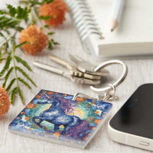 Porte-clefs Superbe licorne Bleue