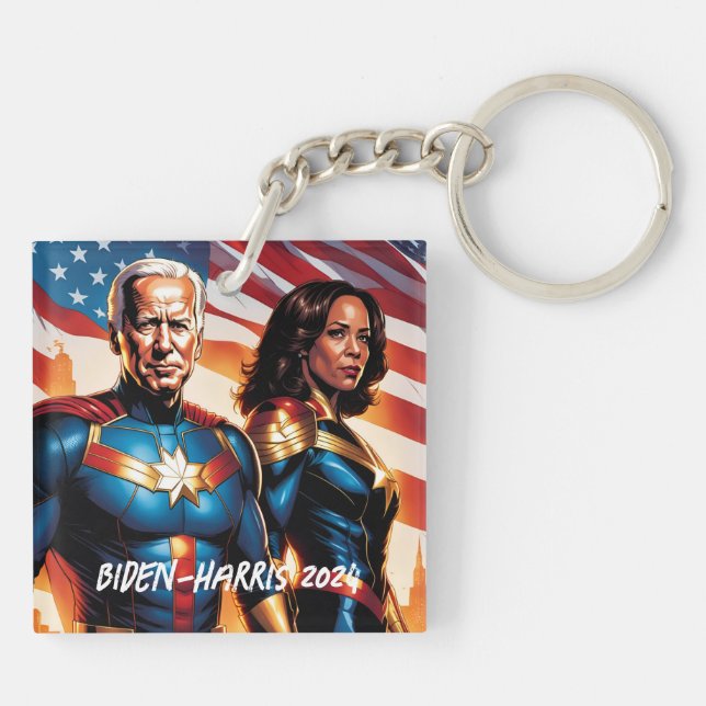 Porte-clefs Superhero Joe Biden et Kamala Harris (Dos)