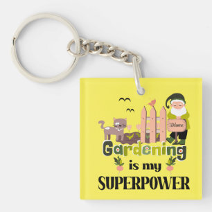 Porte-clefs Superpuissance du jardin, jardinier mignon