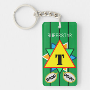 Porte-clefs Superstar Cartographie Monogramme jaune vert