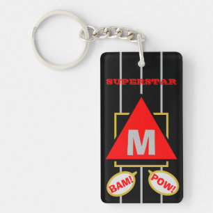 Porte-clefs Superstar Cartographie Monogramme Noir Rouge