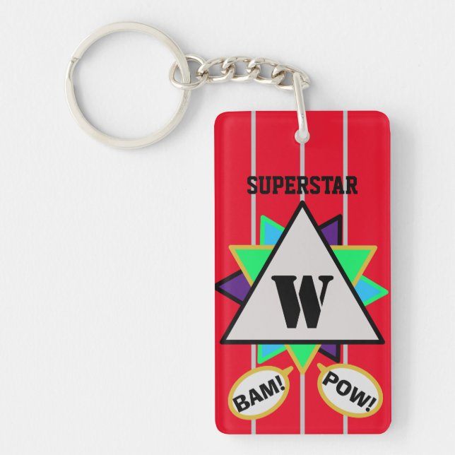Porte-clefs Superstar Cartographie Monogramme Rouge Noir (Devant)
