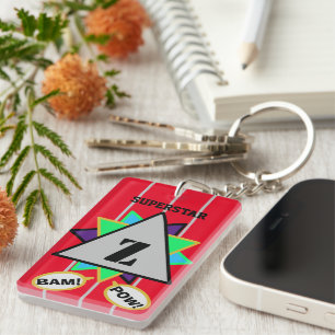 Porte-clefs Superstar Cartoon Monogramme Rouge Bleu Vert