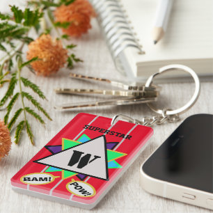 Porte-clefs Superstar Cartoon Monogramme Rouge Noir