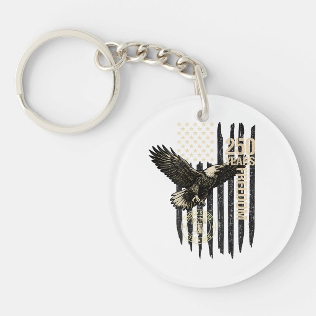 Porte-clefs Sur le dos aigle et drapeau 250 ans 1776-2026 250e (Devant)