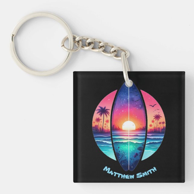 Porte-clefs Surf au coucher du soleil (Devant)
